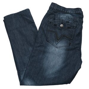 Jeanetix Mens Jeans Tall‎ 40x32 Dark Blue Distressed 25Denim Cotton Blend